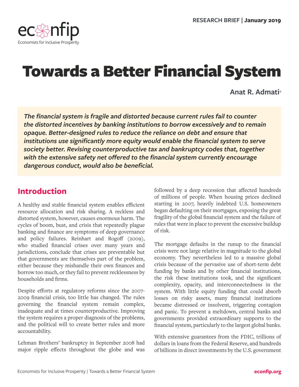 Miniature of Towards a Better Financial System