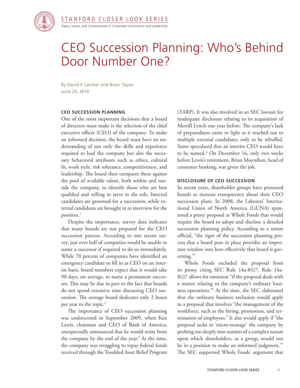 Miniature of CEO Succession Planning: Who's Behind Door Number One?