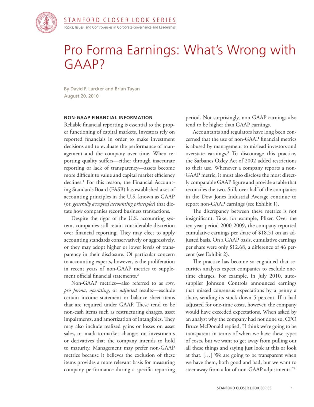 Miniature of Pro Forma Earnings: What's Wrong with GAAP?