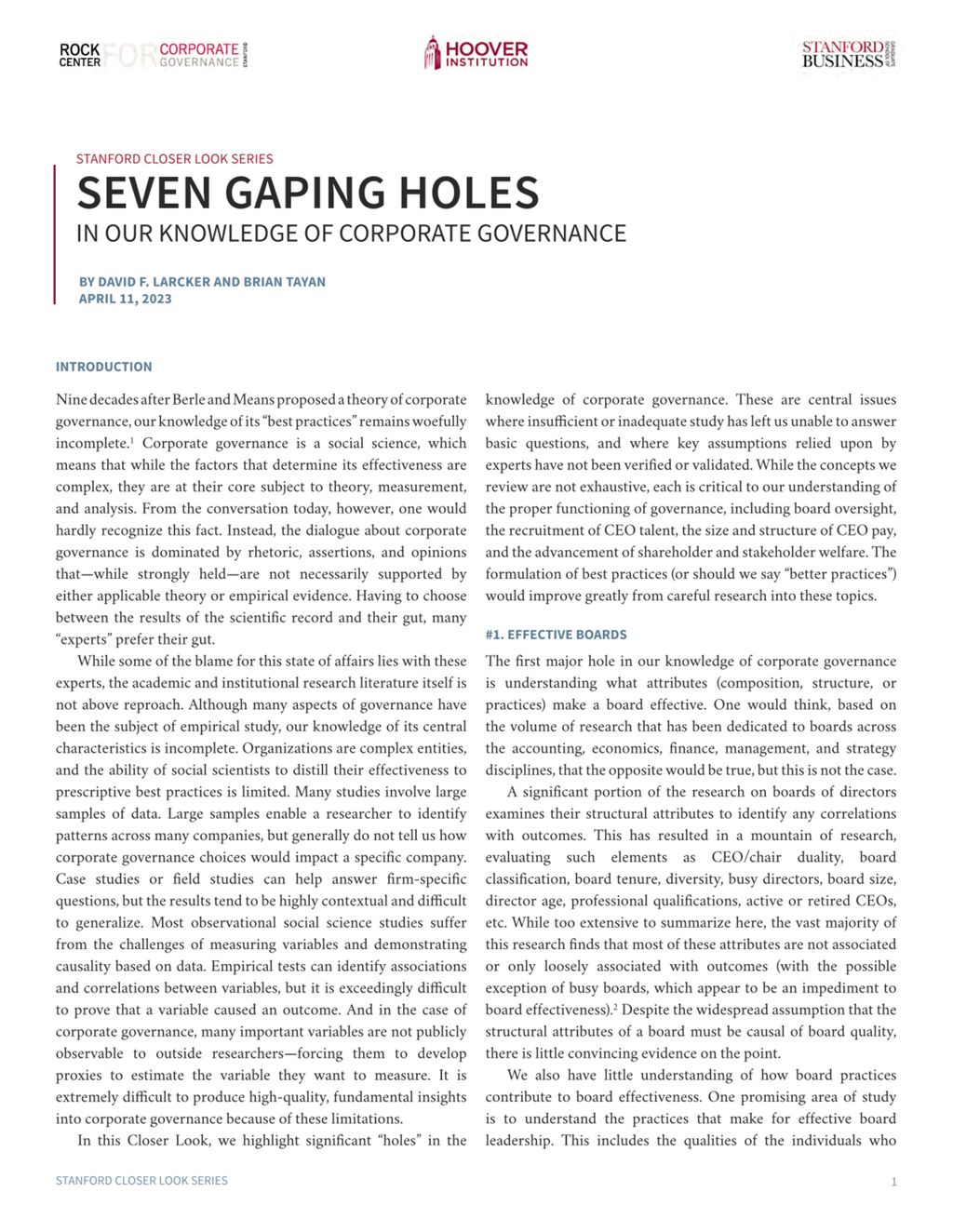 Miniature of Seven Gaping Holes in our Knowledge of Corporate Governance