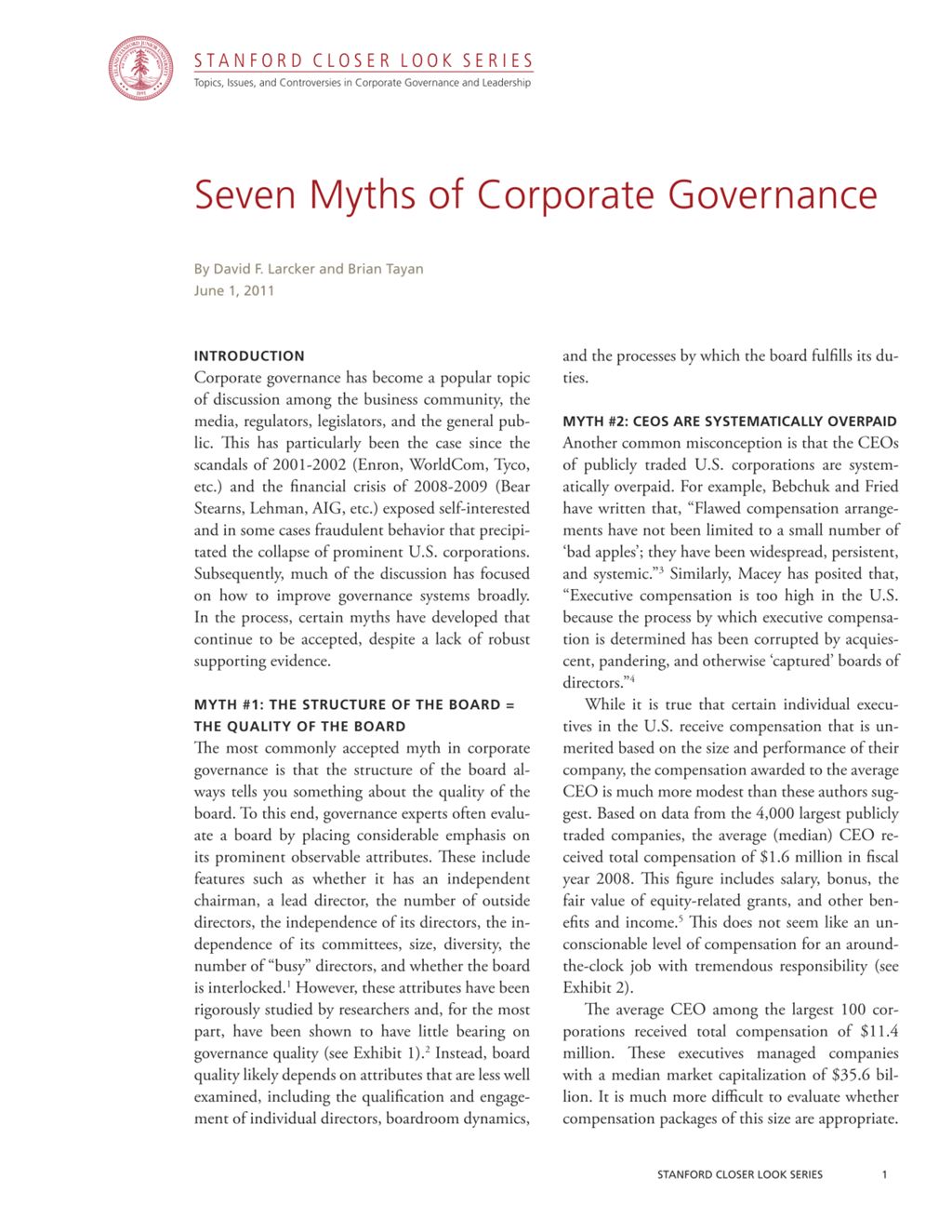 Miniature of Seven Myths of Corporate Governance