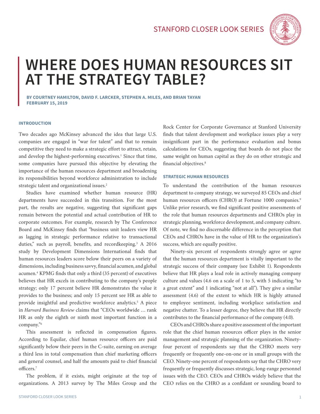 Miniature of Where Does Human Resources Sit at the Strategy Table?