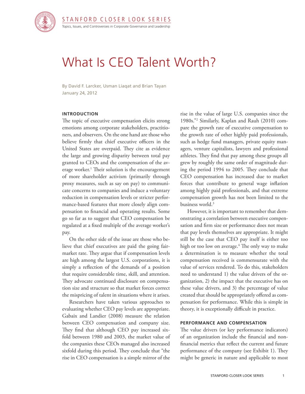 Miniature of What Is CEO Talent Worth?