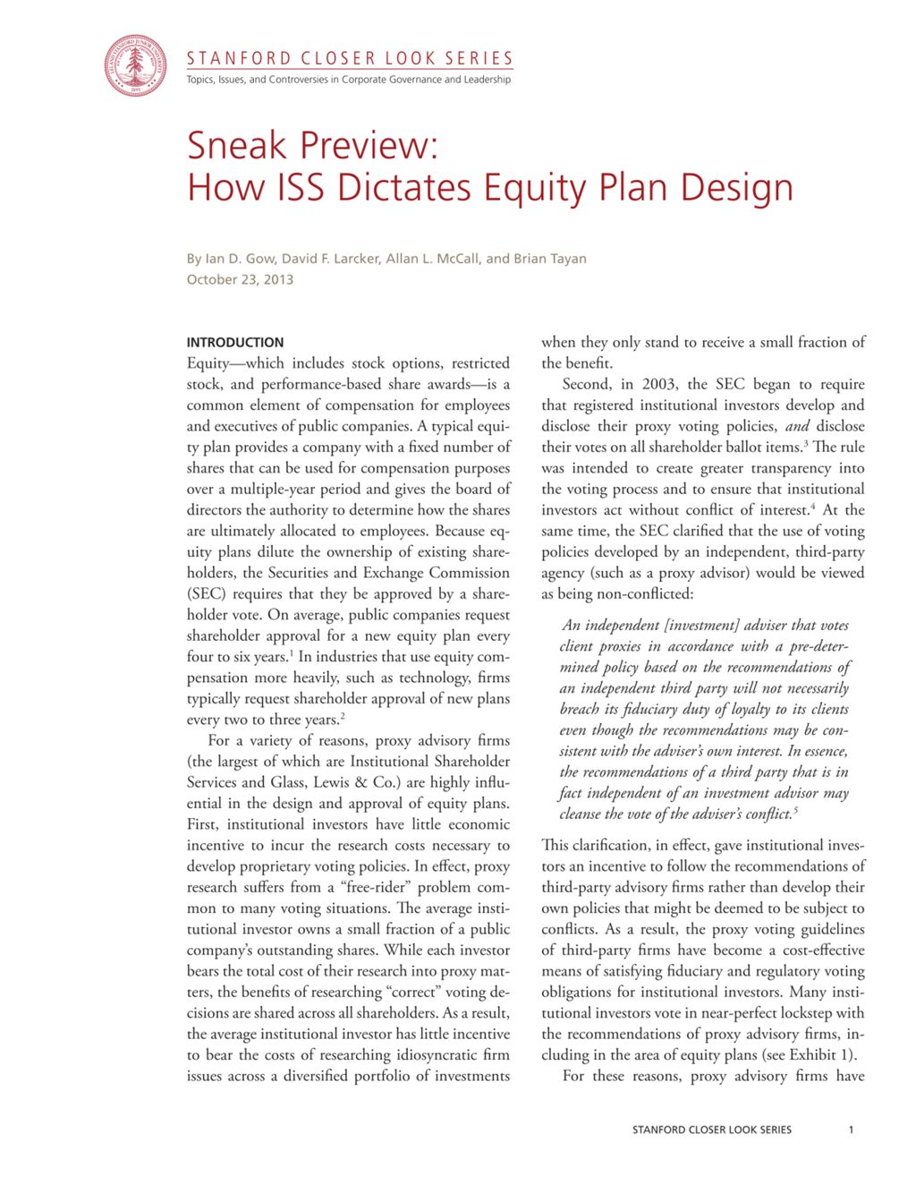 Miniature of Sneak Preview: How ISS Dictates Equity Plan Design