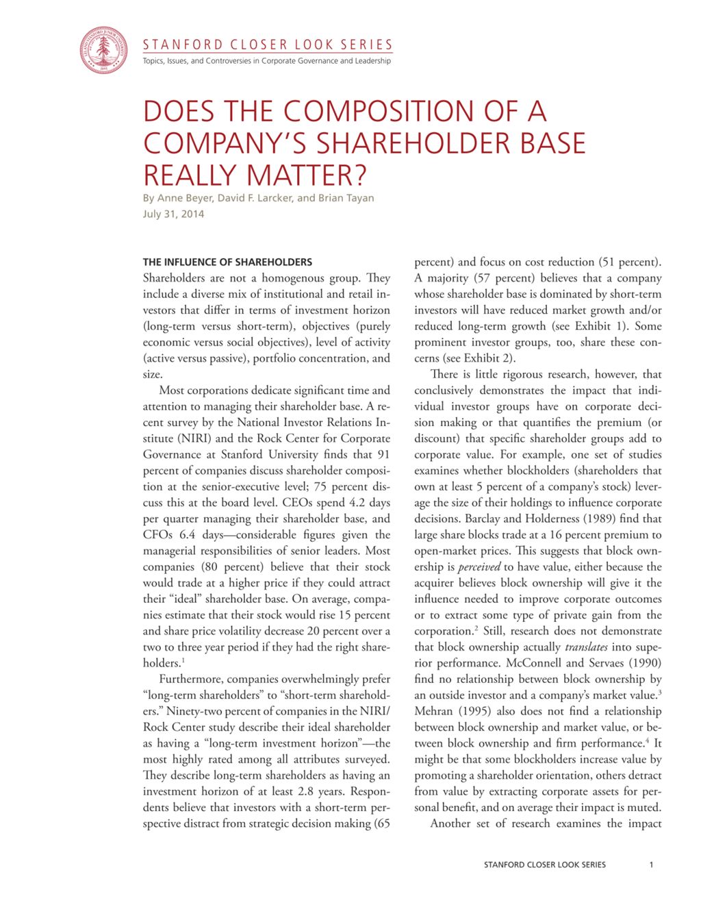 Miniature of Does the Composition of a Company’s Shareholder Base Really Matter?