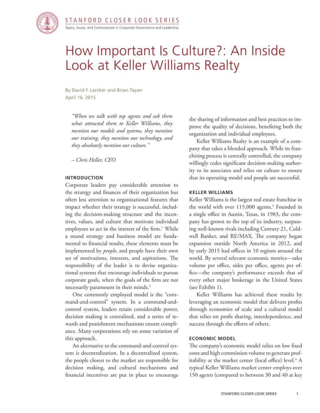 Miniature of How Important Is Culture?: An Inside Look at Keller Williams Realty