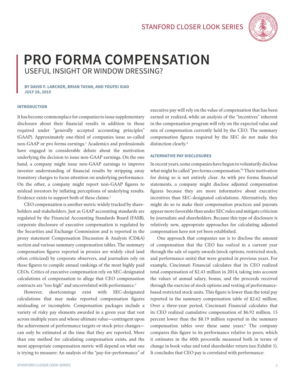 Miniature of Pro Forma Compensation: Useful Insight or Window Dressing?