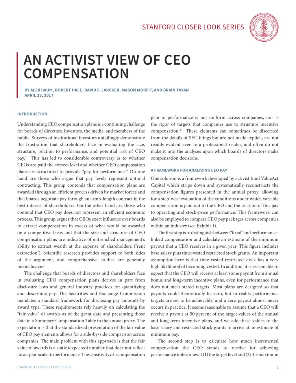 Miniature of An Activist View of CEO Compensation