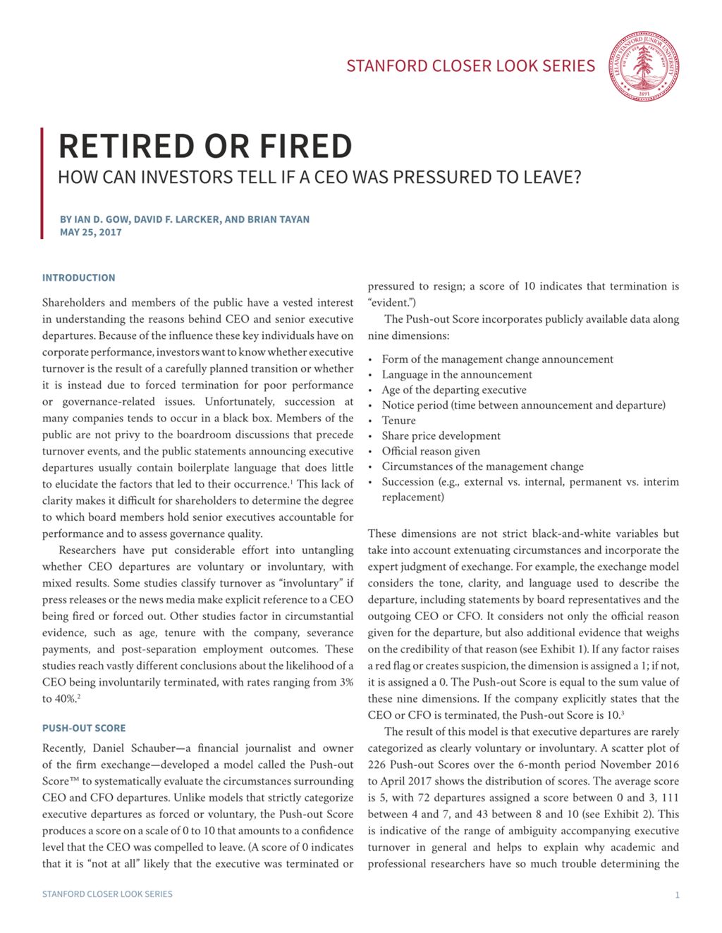 Miniature of Retired or Fired: How Can Investors Tell if a CEO Was Pressured to Leave?