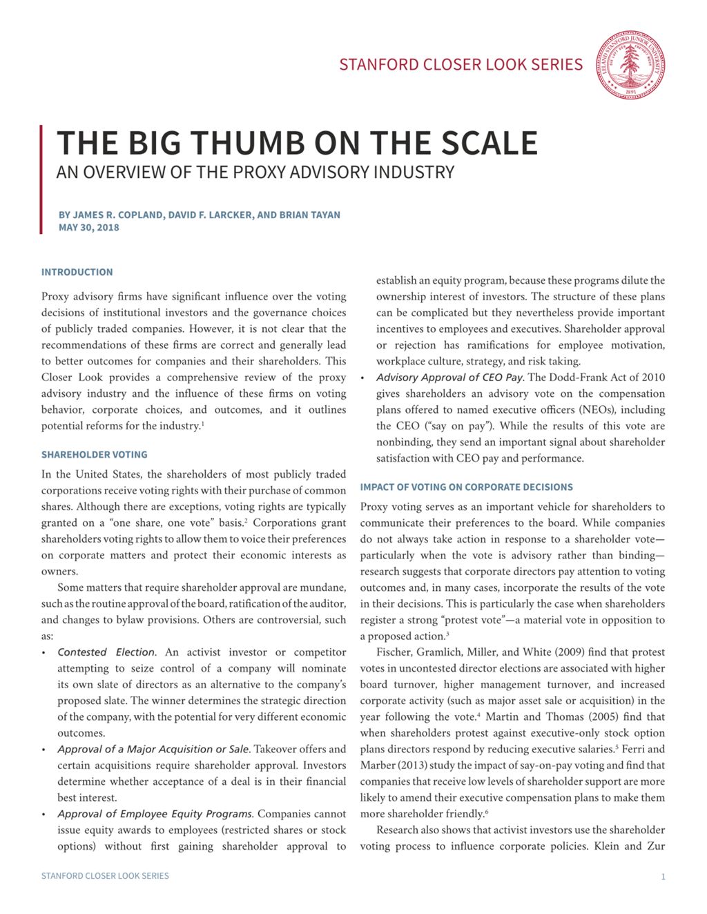 Miniature of The Big Thumb on the Scale: An Overview of The Proxy Advisory Industry