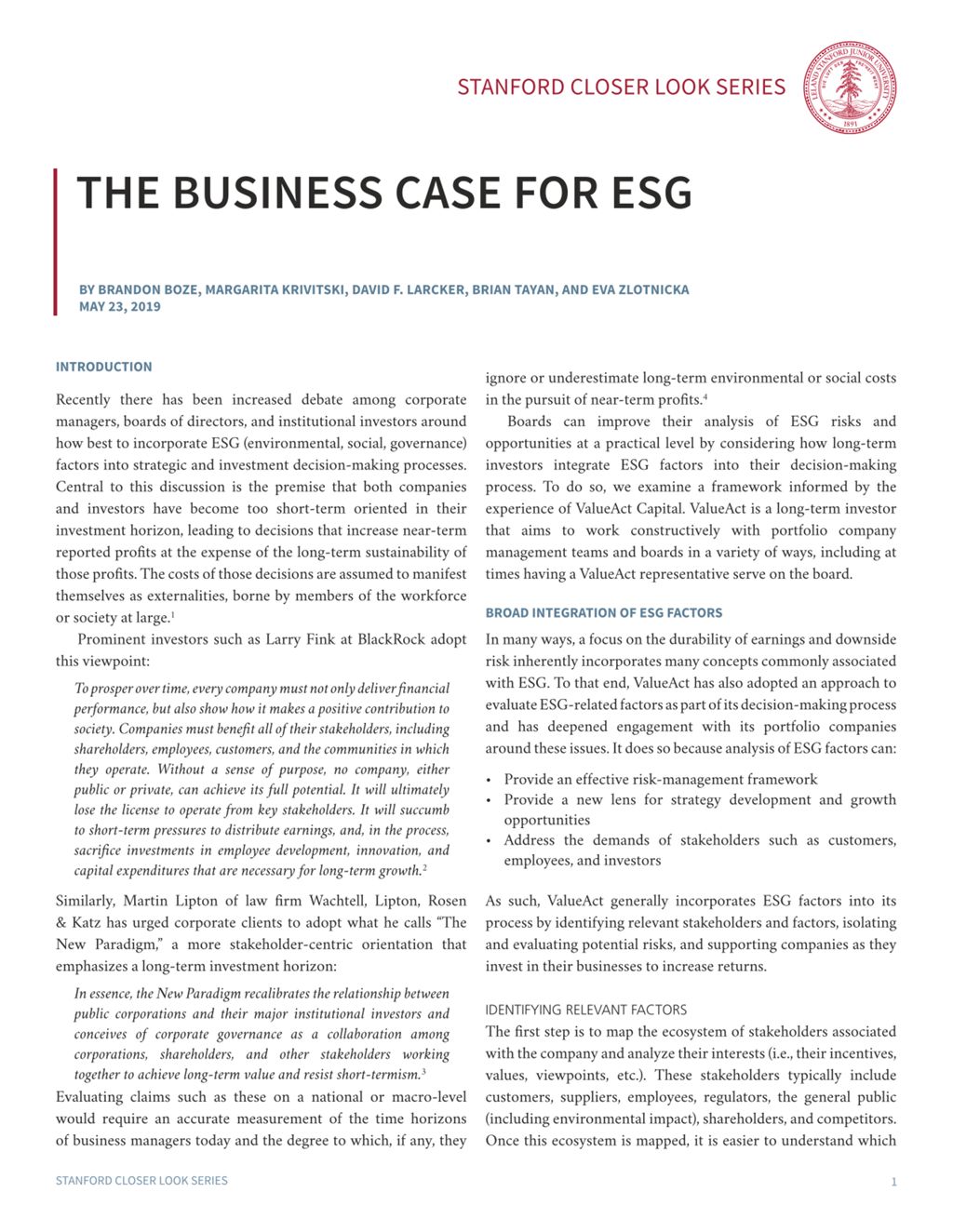 Miniature of The Business Case for ESG