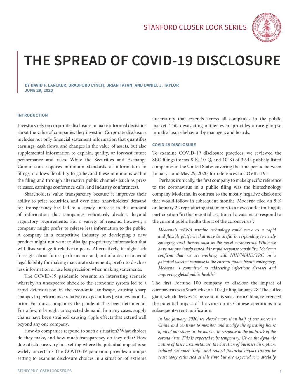 Miniature of The Spread of COVID-19 Disclosure