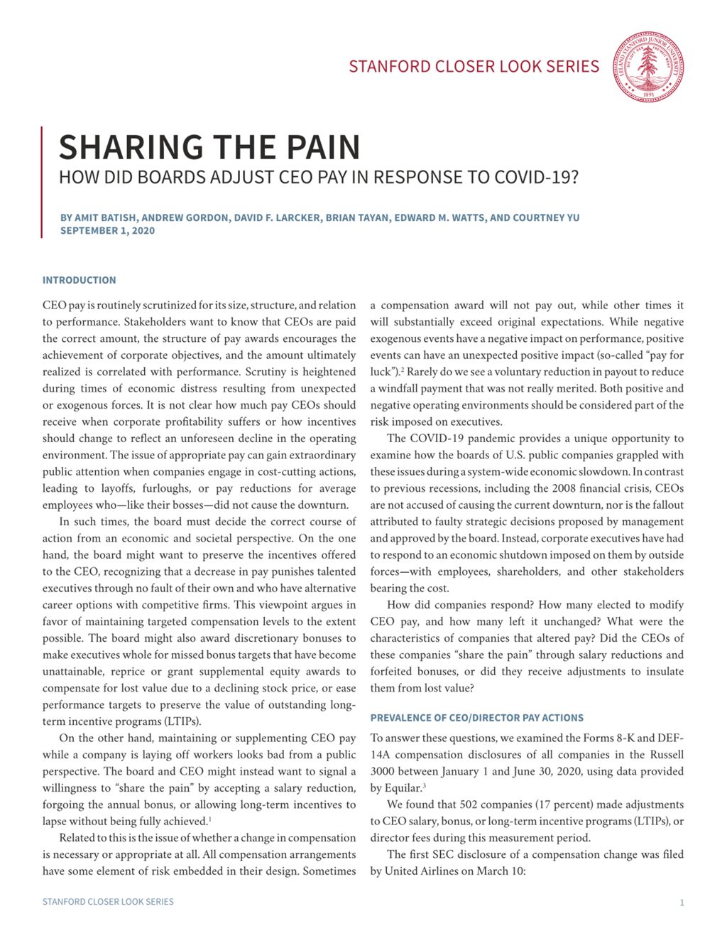 Miniature of Sharing the Pain: How Did Boards Adjust CEO Pay in Response to COVID-19?