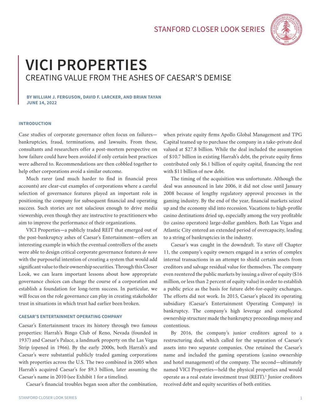 Miniature of VICI Properties: Creating Value from the Ashes of Caesar’s Demise