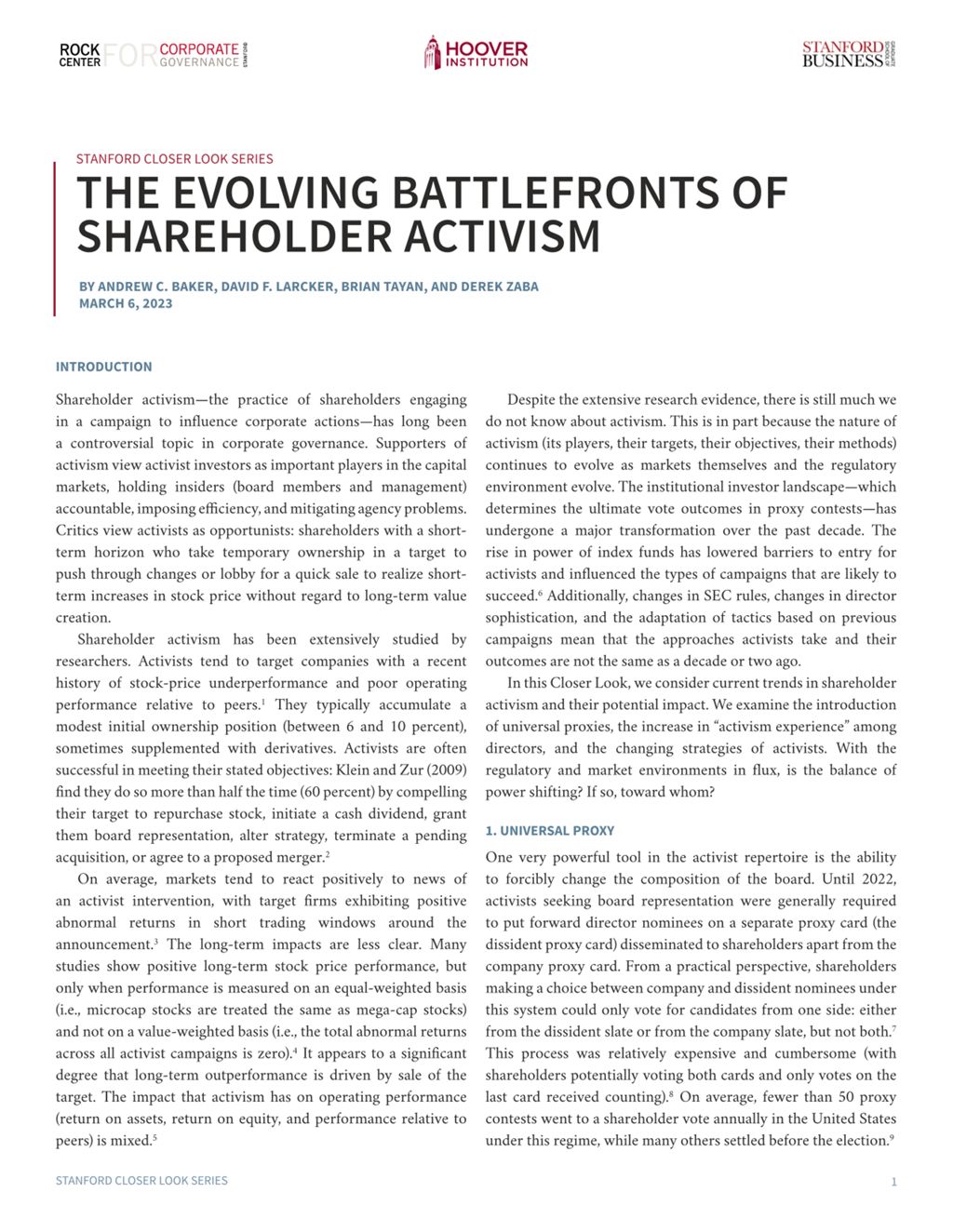 Miniature of The Evolving Battlefronts of Shareholder Activism