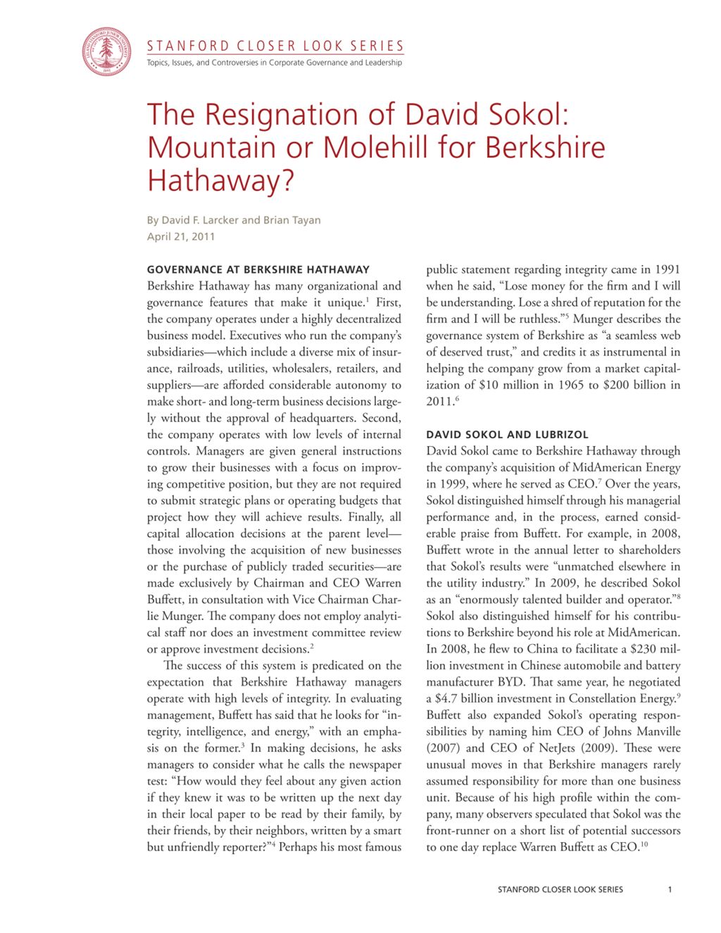 Miniature of The Resignation of David Sokol: Mountain or Molehill for Berkshire Hathaway