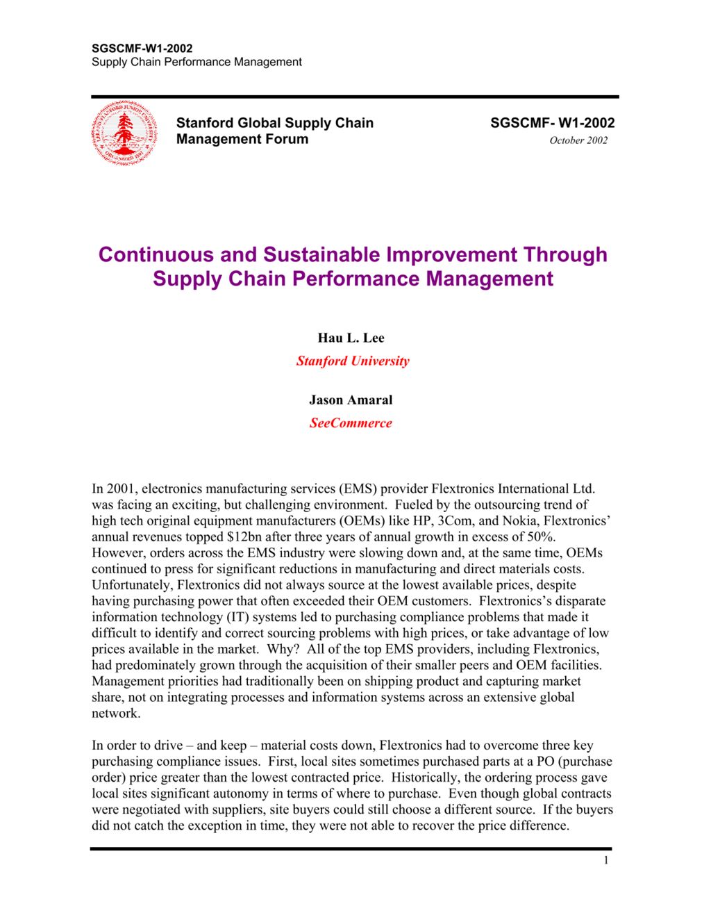 Miniature of Continuous and Sustainable Improvement Through Supply Chain Performance