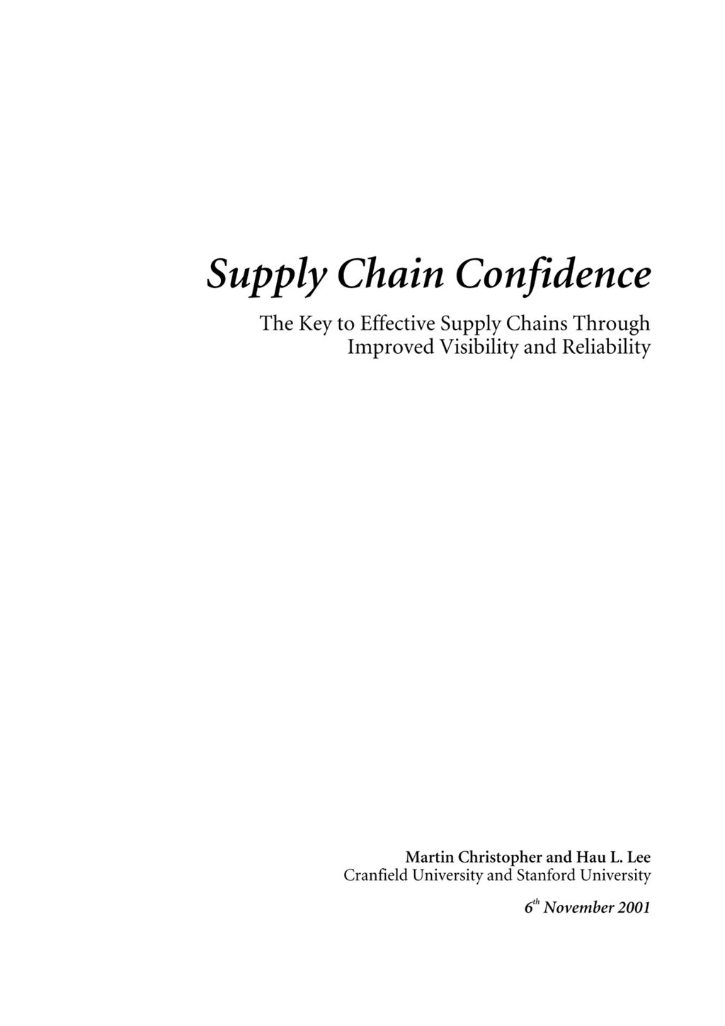 Miniature of Supply Chain Confidence