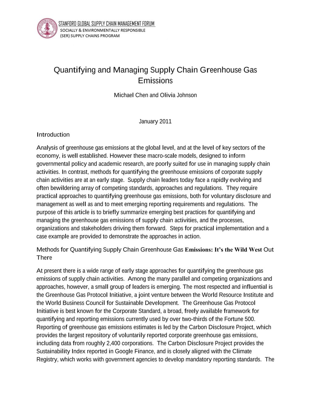 Miniature of Quantifying and Managing Supply Chain Greenhouse Gas Emissions