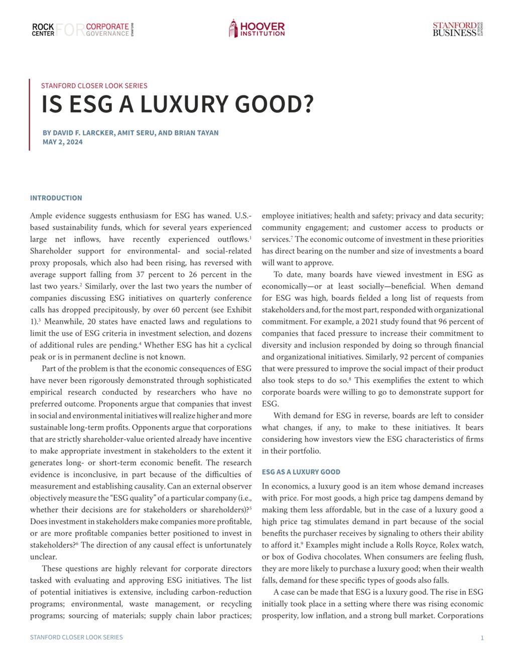 Miniature of Is ESG a Luxury Good?