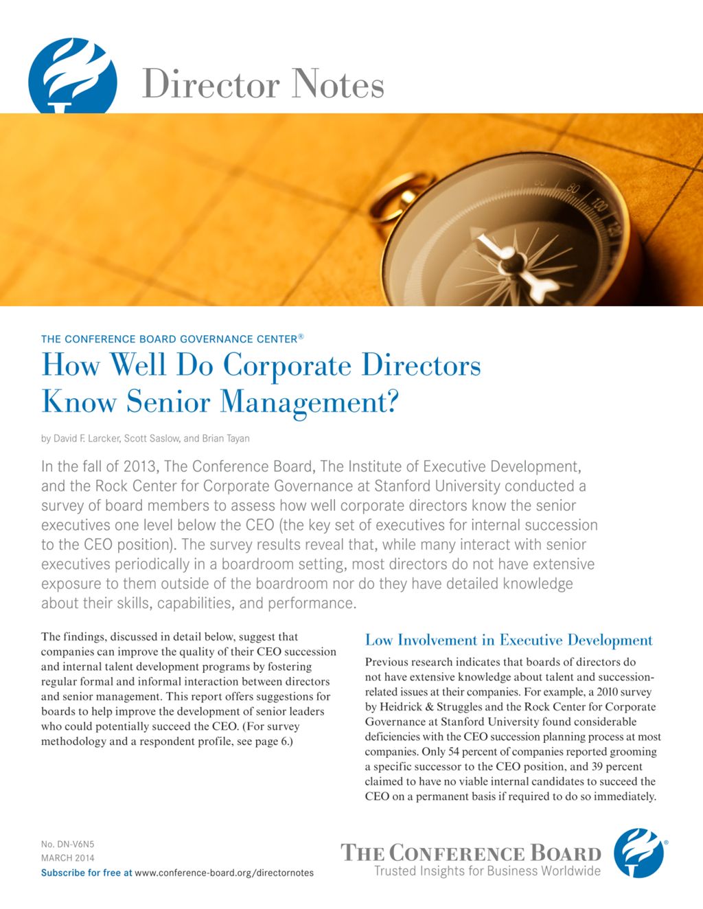 Miniature of 2014 How Well Do Corporate Directors Know Senior Management