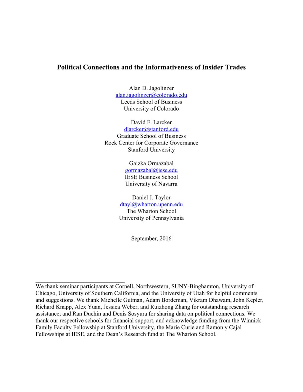 Miniature of Political Connections and the Informativeness of Insider Trades