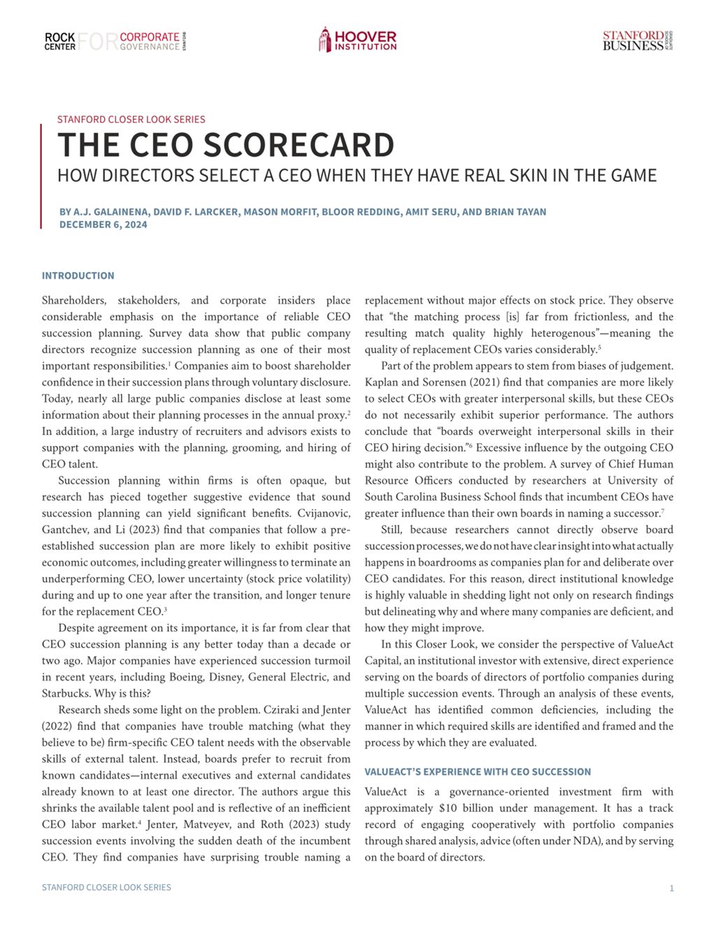 Miniature of The CEO Scorecard: How Directors Select a CEO When They Have Real Skin in the Game